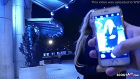 German scout meets teen student marilyn for first outdoor casting after party night