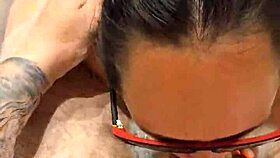 Before mutual masturbation in bathroom, sexy wife loves to suck dick.