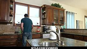 Stepmom Rewards Stepson With Hard Kitchen Fucking