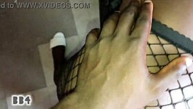 Homemade black porn with screaming girlfriend in fishnets.