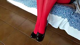 Check out Laura strutting in heels and pantyhose! 😍 So sexy!