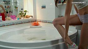 Dasha says, 'I love masturbating my tight pussy in the shower.'