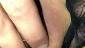 Skinny milf wife spreads pussy for cumshot close up