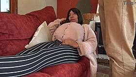 horny pregnant stepmother says, 'fuck me and cum inside my hairy pussy' 😈