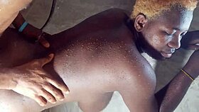 Couple fucks roughly in hot shower quickie