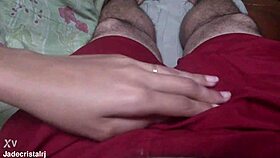 Husband leaves, friend comes in for some fun.