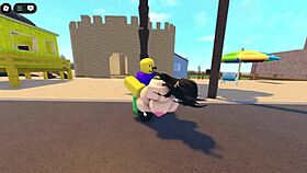 I saw Emma getting roughly banged by three guys on the Roblox Whorblox street, it was wild