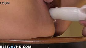 awesome japanese teen yuri sato gettin off with a big dildo in tight slot