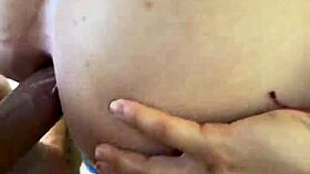 s-she's spreading her dripping asshole for anal creampie in the open air!