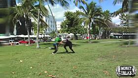 Money talks, Kirsten Lee lubes the tube.