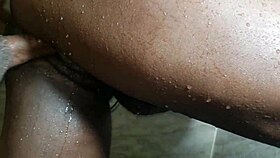 Couple fucks roughly in hot shower quickie