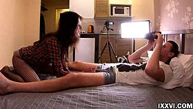 Slender stepdaughter in stockings sucks and fucks her stepfather vira gold