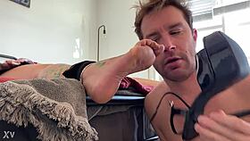 clown fantasy with tied up feet and toys