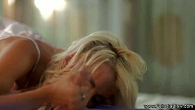 Blonde wife giving wake blowjob with swallow