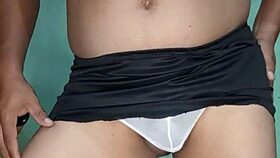 Excited in white thong dancing!