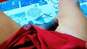 Red hot sissy dominates shemale lover in anal strapon action. Petite 18+ bodybuilder in lingerie and panties