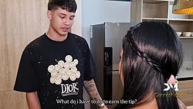 Free delivery man fucks a slut client secretly in her bathroom with a big cumshot Danner Mendez & Mariana Martix