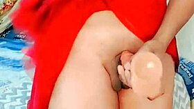 Red hot sissy dominates shemale lover in anal strapon action. Petite 18+ bodybuilder in lingerie and panties