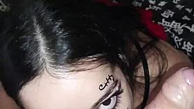 Wellington Prado receives deep blowjob, face covered in cum.