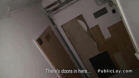 European brunette amateur in public setting