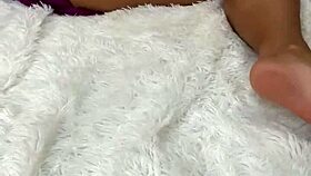 Stepmom teases by flashing wet pussy between legs