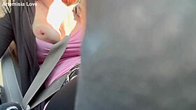artemisia love flashing big boobs on car ride