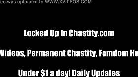 carissa montgomery locks slave in chastity for femdom humiliation and handjob fun