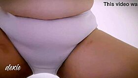 It's an early morning. The horny pornstar masturbates solo in bed.