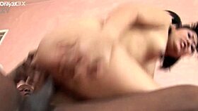 asian yuki in stockings rides big black cock doggystyle