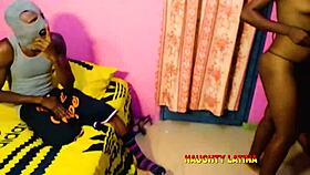 ebony teen fucks friend's sister doggystyle apartment