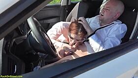 Skinny teen's ass destroyed in extreme public anal sex with crazy taxi driver.