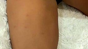 Stepmom teases by flashing wet pussy between legs