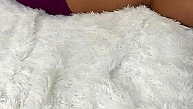 Stepmom teases by flashing wet pussy between legs