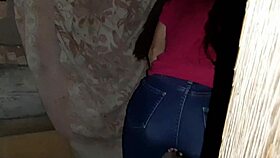 Ever caught a brunette stranger masturbating in jeans for an intense orgasm?