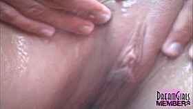 Tanned petite brunette coed with small natural tits in nude college interview