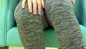 Teen babe teases her sugar daddy in leggings photoshoot