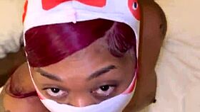 Masked Deep Throater Takes Big Cock!