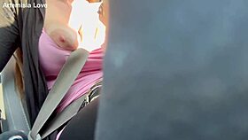artemisia love flashing big boobs on car ride