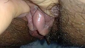 Latina's Hairy Pussy Clit Pulsing Hard!