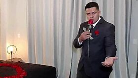 Brazilian pornstar Yuri Gaucho receives a big boss cumshot in a homemade solo scene.