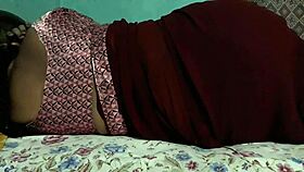 Sanjana aunty shows ass in maroon saree casually