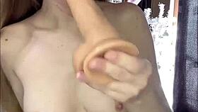 Tiny 411 Amateur Blonde Gags on Her Dildo Before Making Her Little Pussy Cum Hard with Toys