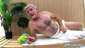 Remi ferdinand relaxes in sauna with blowjob