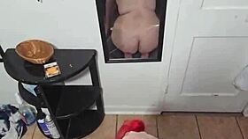 amber on her knees giving blowjob to daddy