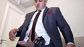 Brazilian pornstar Yuri Gaucho receives a big boss cumshot in a homemade solo scene.