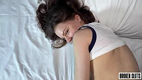 My sexy neighbor moans as her tiny pussy struggles with that big cock