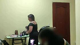 harassing the wet maid with big ass in lingerie
