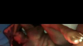 Thick ebony with big natural tits and pretty toes gets fucked by bbc in a homemade video.