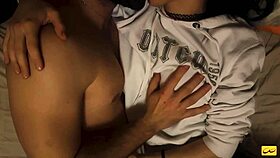 Teen with big tits shares kisses and orgasms in homemade video.