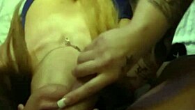 tattoo latina assisting boyfriend with oral